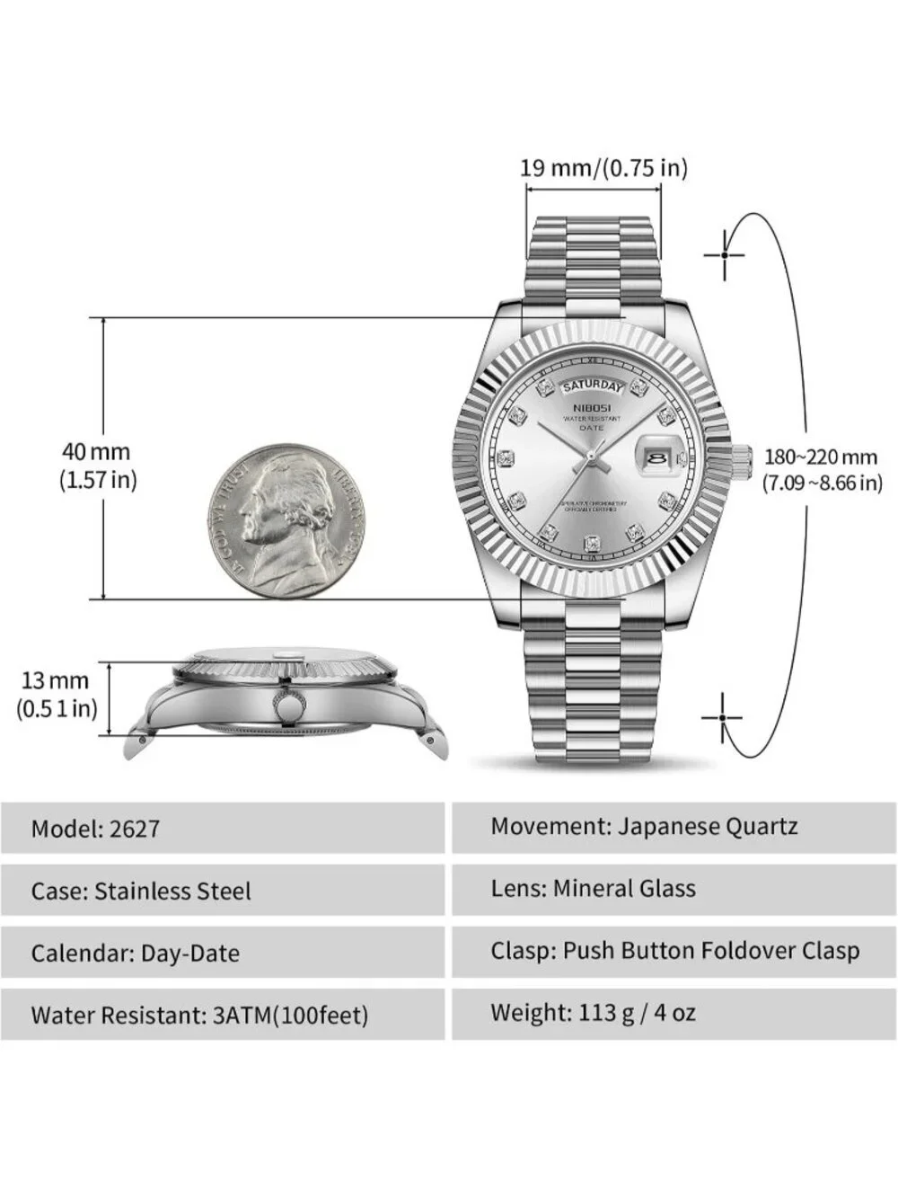 Nibosi Men's All Silver Analog Quartz Stainless Waterproof Desiger Wrist Watch